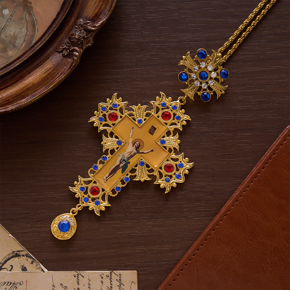 SolaceBeads Devotional Large Jesus Pectoral Cross: Rooted in Timeless Holiness With Jeweled Pendant - image 5