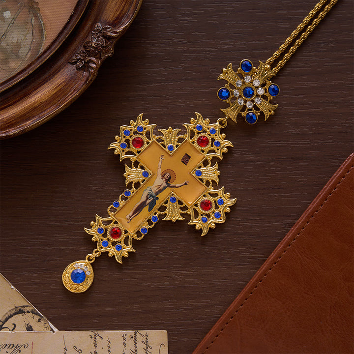 SolaceBeads Devotional Large Jesus Pectoral Cross: Rooted in Timeless Holiness With Jeweled Pendant - image 5