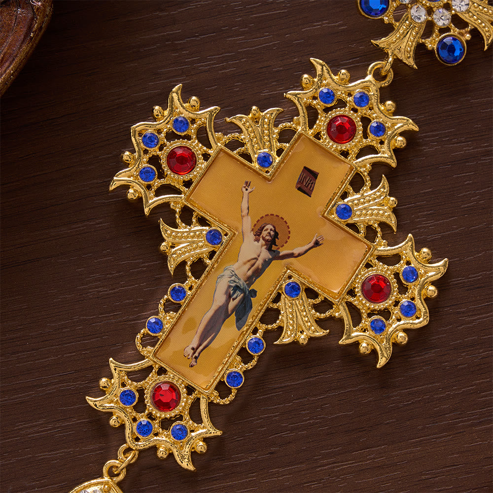 SolaceBeads Devotional Large Jesus Pectoral Cross: Rooted in Timeless Holiness With Jeweled Pendant - image 3