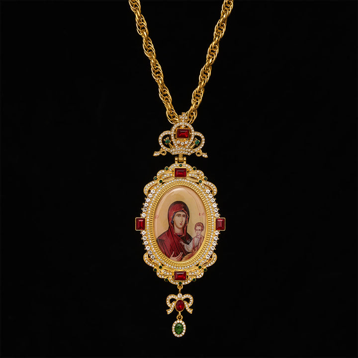 SolaceBeads Large Pectoral Cross Pendant, Ornate Icon with Gold-Tone Chain: Devotional Statement Piece - image 6