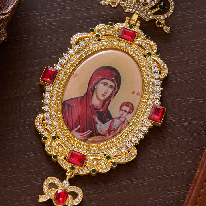 SolaceBeads Large Pectoral Cross Pendant, Ornate Icon with Gold-Tone Chain: Devotional Statement Piece - image 2