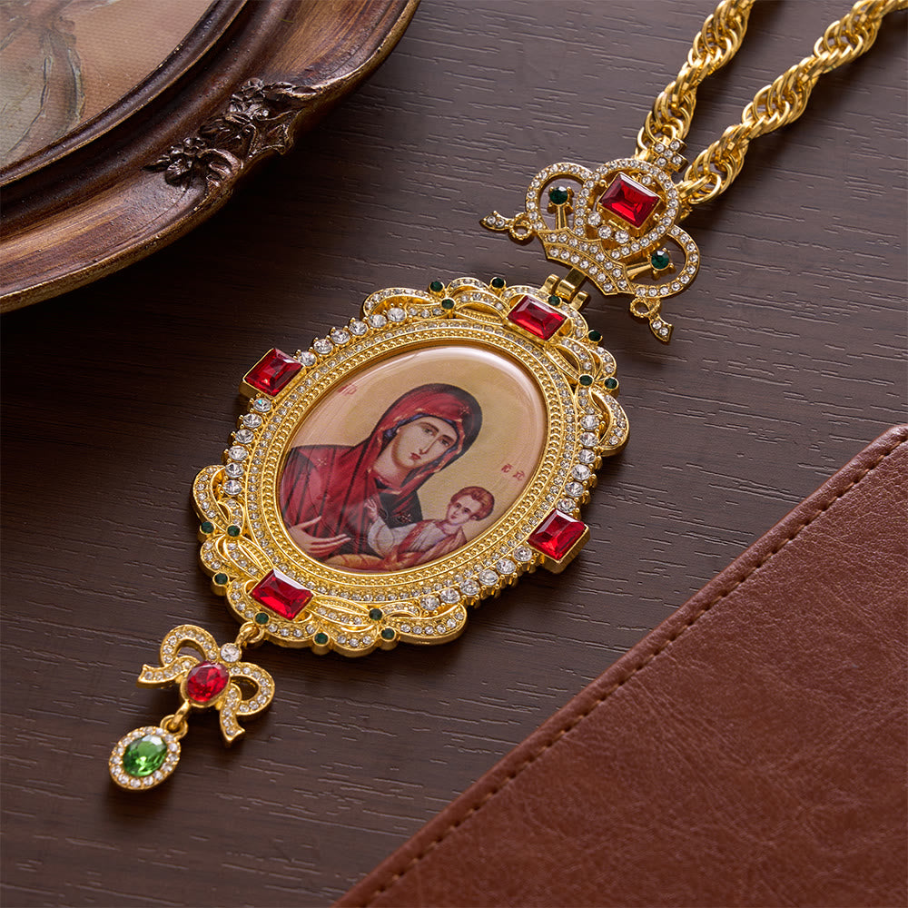 SolaceBeads Large Pectoral Cross Pendant, Ornate Icon with Gold-Tone Chain: Devotional Statement Piece - image 1