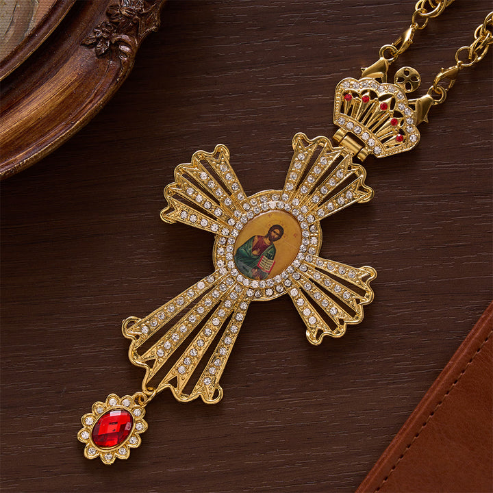 Solacebeads Grand Devotional Pectoral Cross With Rhinestone Embellishments: Rooted In Timeless Faith - Gold - image 0