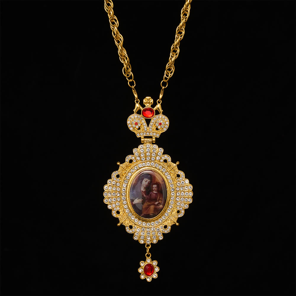 SolaceBeads Pectoral Cross, Large Jeweled Icon &amp; Ornate Crown Top: Regal Devotional Statement Piece - image 5