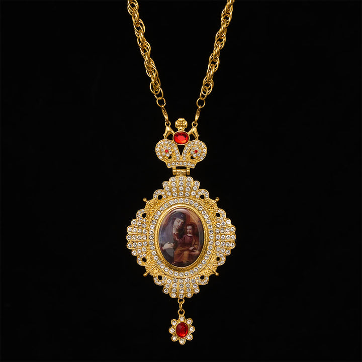 SolaceBeads Pectoral Cross, Large Jeweled Icon &amp; Ornate Crown Top: Regal Devotional Statement Piece - image 5