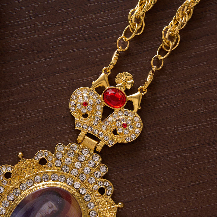 SolaceBeads Pectoral Cross, Large Jeweled Icon &amp; Ornate Crown Top: Regal Devotional Statement Piece - image 2