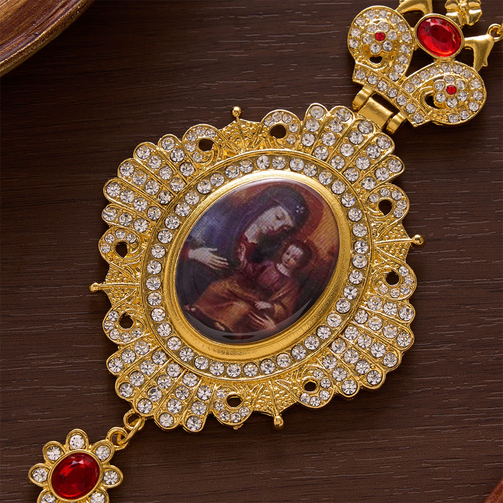 SolaceBeads Pectoral Cross, Large Jeweled Icon &amp; Ornate Crown Top: Regal Devotional Statement Piece - image 3