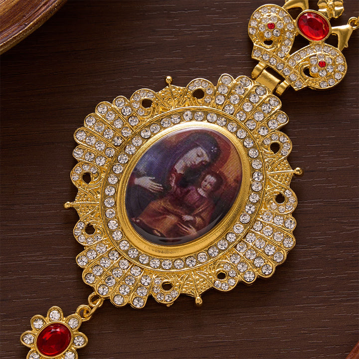 SolaceBeads Pectoral Cross, Large Jeweled Icon &amp; Ornate Crown Top: Regal Devotional Statement Piece - image 3