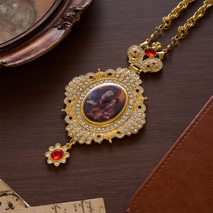 SolaceBeads Pectoral Cross, Large Jeweled Icon &amp; Ornate Crown Top: Regal Devotional Statement Piece - image 1