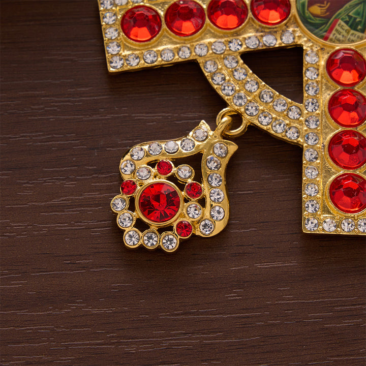 SolaceBeads Ornate Pectoral Cross with Red Jewel &amp; Icon Accent: Ceremonial Spiritual Accessory - image 4