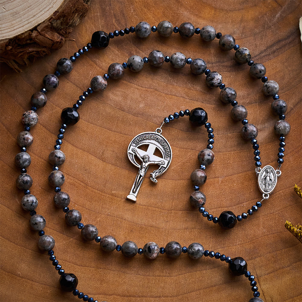 SolaceBeads Midnight Grace Yooperlite Rosary With Spirit Crucifix: Rooted in Sacred Calm - image 6