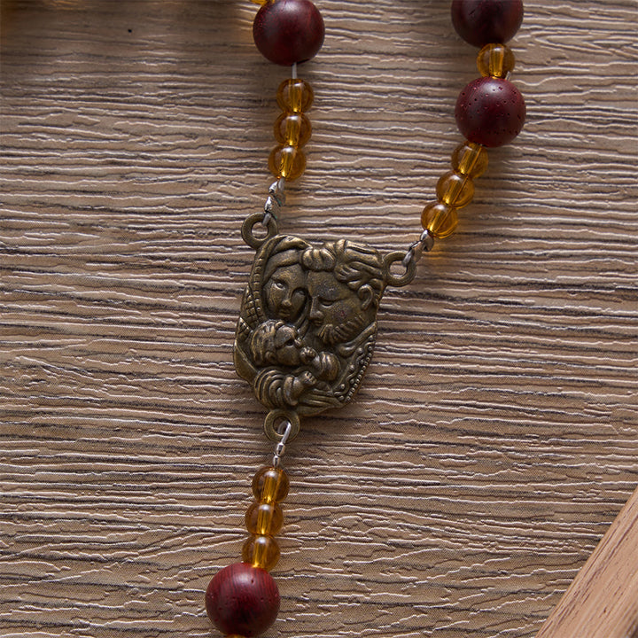 SolaceBeads Red Sandalwood Rosary With Vintage Bronze Details : Rooted in Sacred Family Grace - image 3