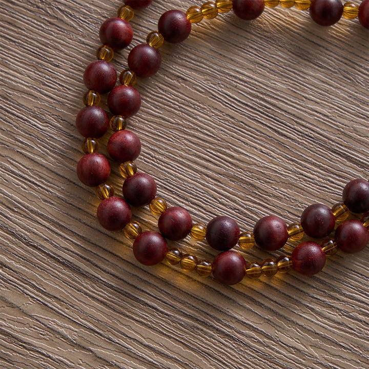 SolaceBeads Red Sandalwood Rosary With Vintage Bronze Details : Rooted in Sacred Family Grace - image 2