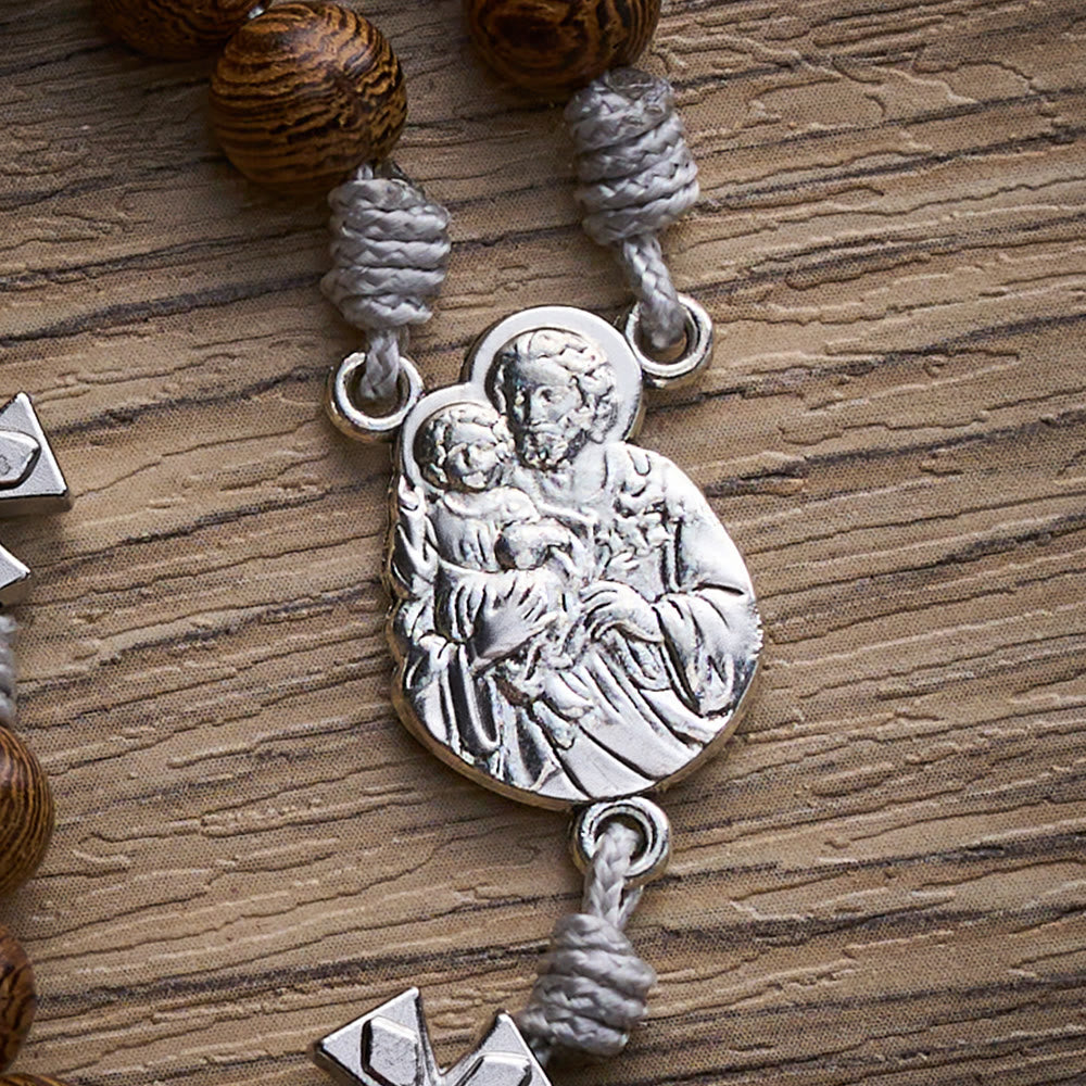 SolaceBeads Handcrafted Wenge Wood Rosary, Silver Cross Details &amp; Detailed Wooden Crucifix Companion - image 6