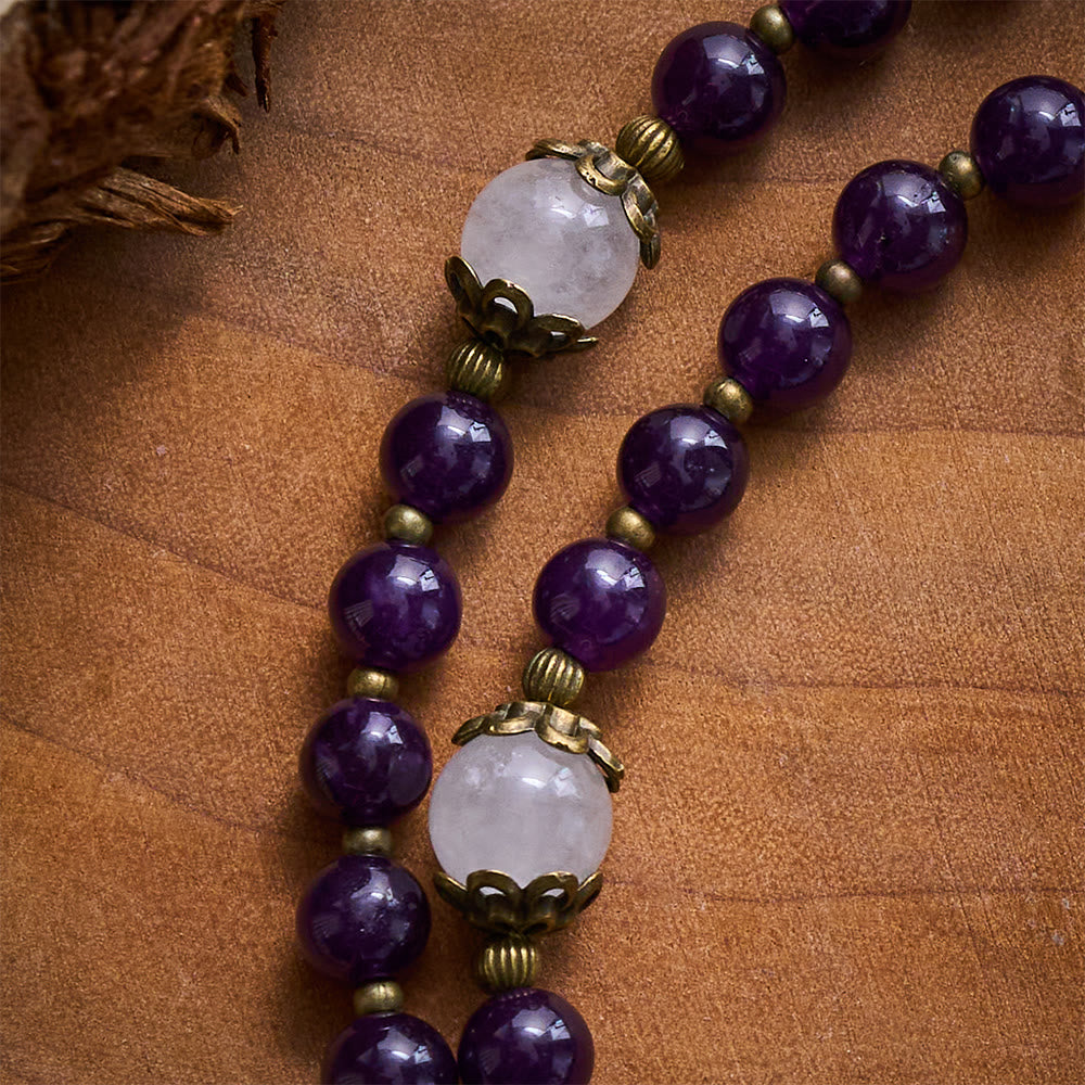SolaceBeads Amethyst Stone Rosary With Antique Bronze Details: Rooted in Mystic Grace - image 2