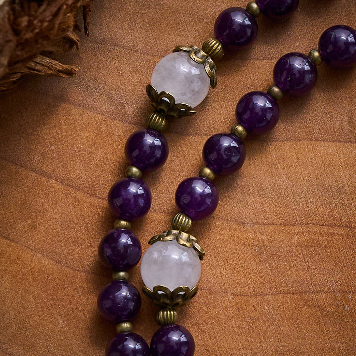 SolaceBeads Amethyst Stone Rosary With Antique Bronze Details: Rooted in Mystic Grace - image 2