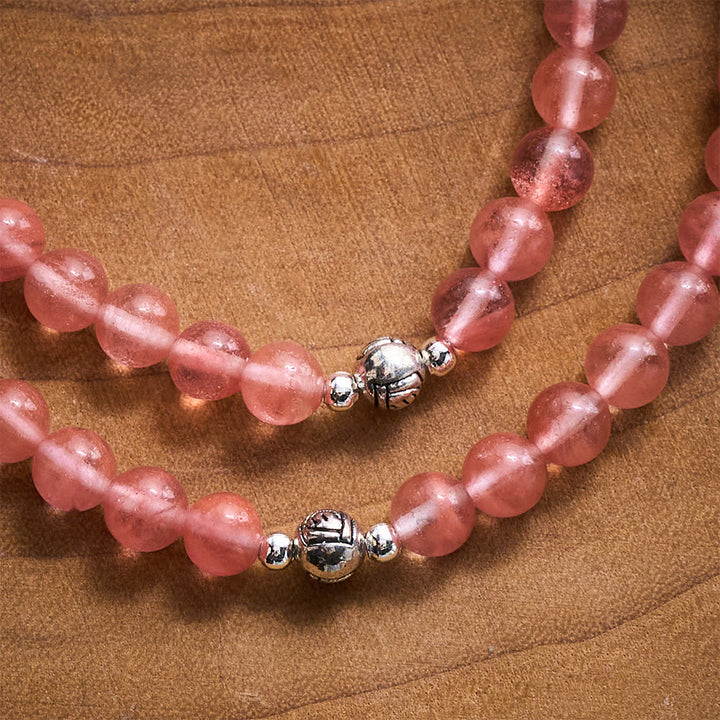 SolaceBeads Watermelon Quartz Rosary Bracelet With Silver Rose Beads: Rooted in Gentle Devotion - image 2