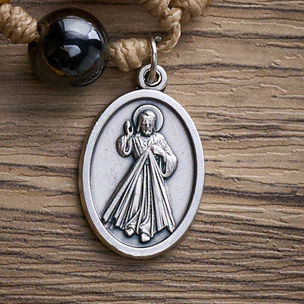 SolaceBeads Handcrafted Pine Wood Rosary with Dual Silver Charms: Timeless Spiritual Companion - image 6