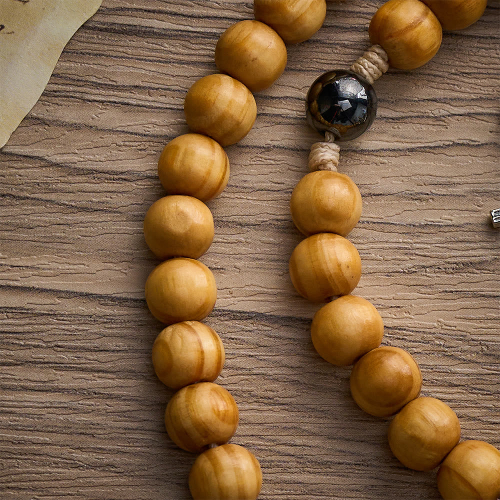 SolaceBeads Handcrafted Pine Wood Rosary with Dual Silver Charms: Timeless Spiritual Companion - image 5
