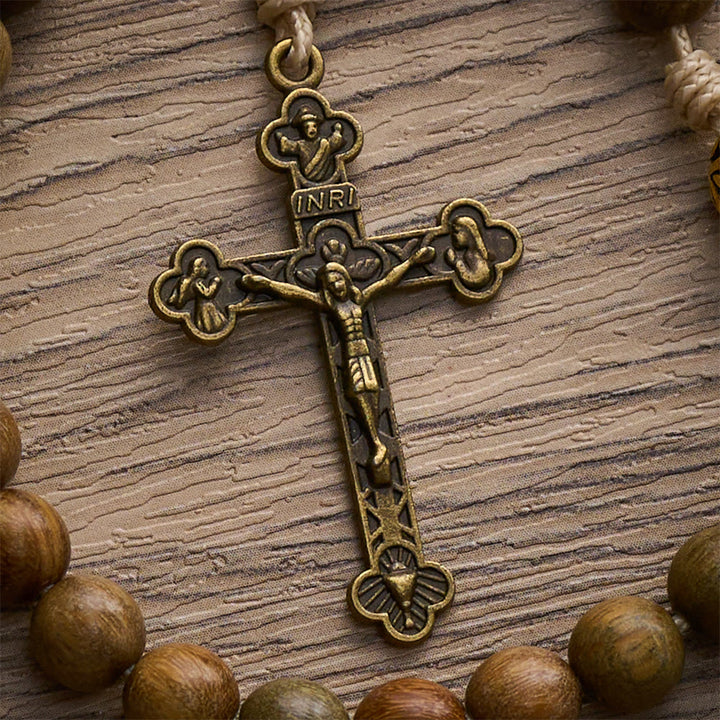 SolaceBeads Natural Sandalwood Rosary, Antique Metal Beads &amp; Crucifix Pendant: Meaningful Daily Accessory - image 7