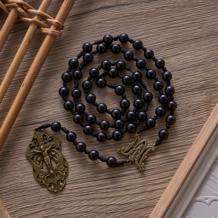 SolaceBeads Hand-Knotted Wood Rosary, 8mm or 10mm Ebony Wood Beads: Rustic Devotional Keepsake - image 10