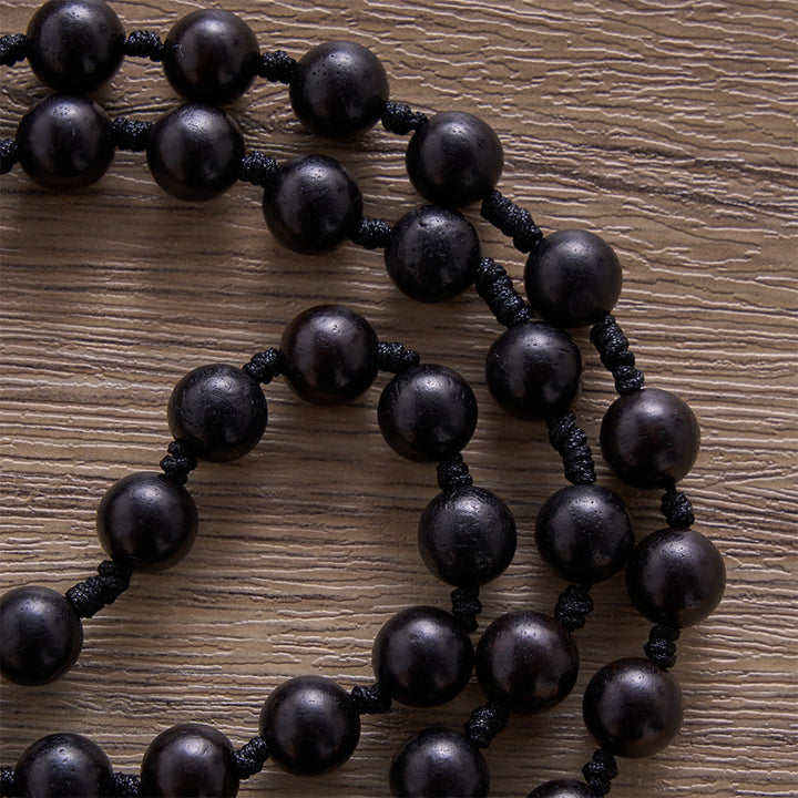 SolaceBeads Hand-Knotted Wood Rosary, 8mm or 10mm Ebony Wood Beads: Rustic Devotional Keepsake - image 7