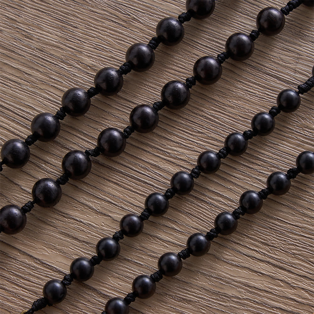 SolaceBeads Hand-Knotted Wood Rosary, 8mm or 10mm Ebony Wood Beads: Rustic Devotional Keepsake - 8mm EbonyWood Beads - image 6