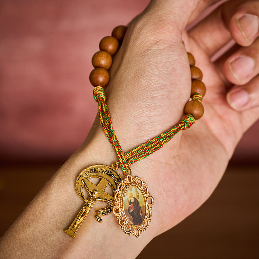 SolaceBeads Thuja Wood Pocket Rosary With Crucifix &amp; St. Benedict Medal: Rooted in Portable Faith - image 1
