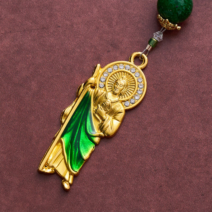 Solacebeads Emerald Shimmer Green Pocket Rosary With St. Jude Pendant: Rooted In Hopeful Devotion - image 4