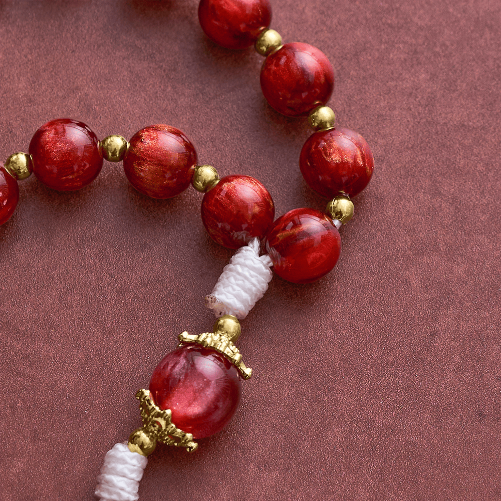 Solacebeads Shimmer Red Beads St. Therese Rosary Chaplet With Medal: Rooted In Little Flower Grace - image 3