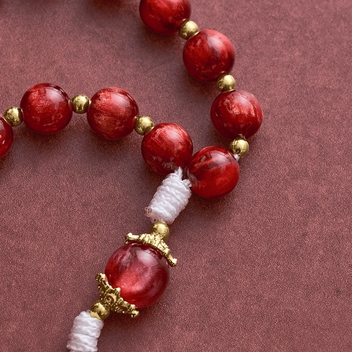 Solacebeads Shimmer Red Beads St. Therese Rosary Chaplet With Medal: Rooted In Little Flower Grace - image 3