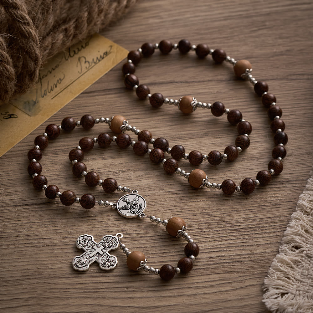 SolaceBeads Handmade Wood Rosary with Natural Dragon-Whiskers Wood Beads: Rustic Devotional Keepsake - image 3