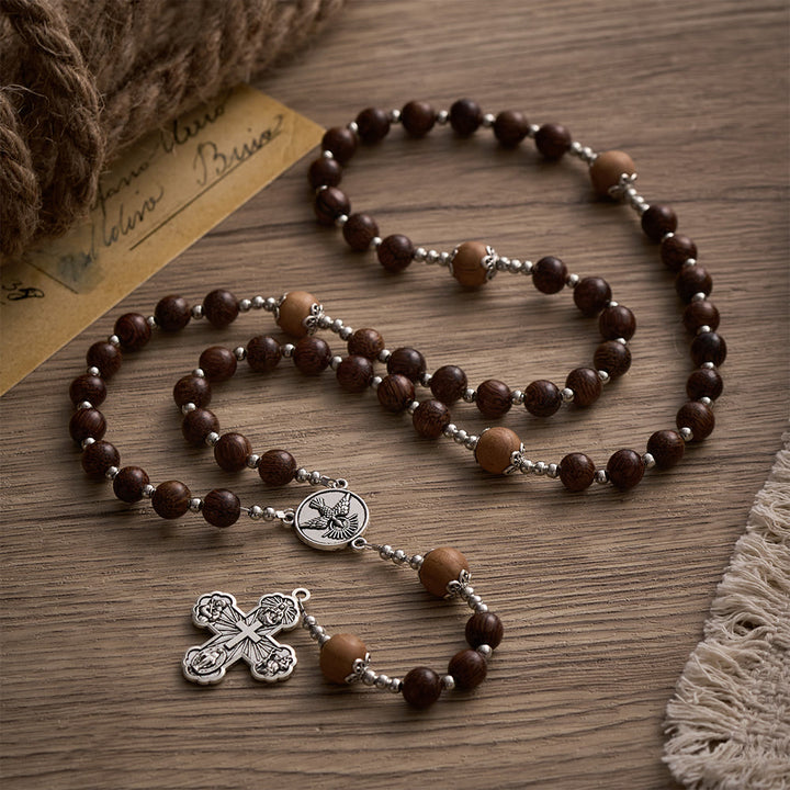 SolaceBeads Handmade Wood Rosary with Natural Dragon-Whiskers Wood Beads: Rustic Devotional Keepsake - image 3