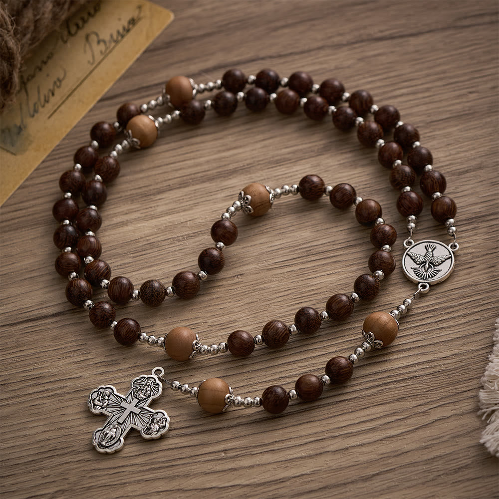 SolaceBeads Handmade Wood Rosary with Natural Dragon-Whiskers Wood Beads: Rustic Devotional Keepsake - image 2