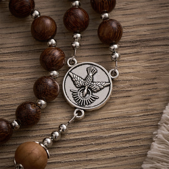 SolaceBeads Handmade Wood Rosary with Natural Dragon-Whiskers Wood Beads: Rustic Devotional Keepsake - image 8