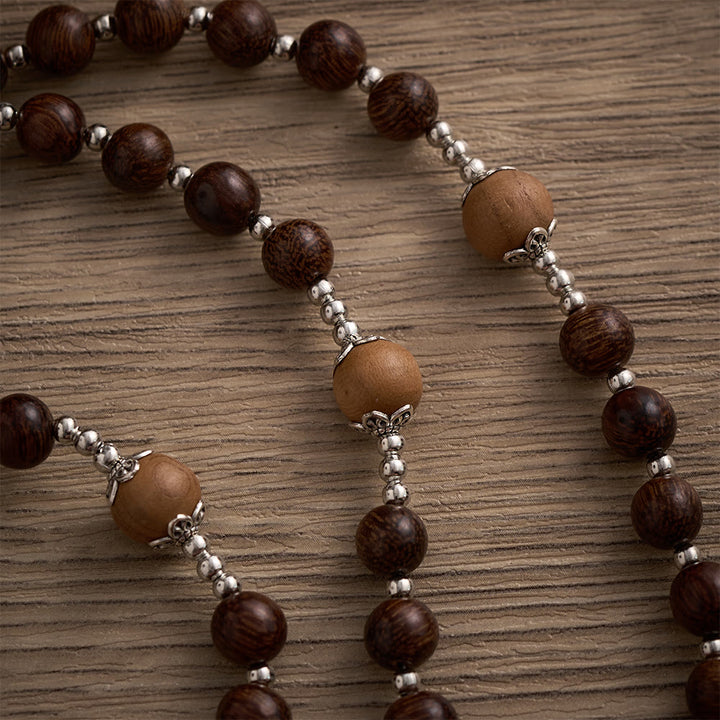 SolaceBeads Handmade Wood Rosary with Natural Dragon-Whiskers Wood Beads: Rustic Devotional Keepsake - image 7