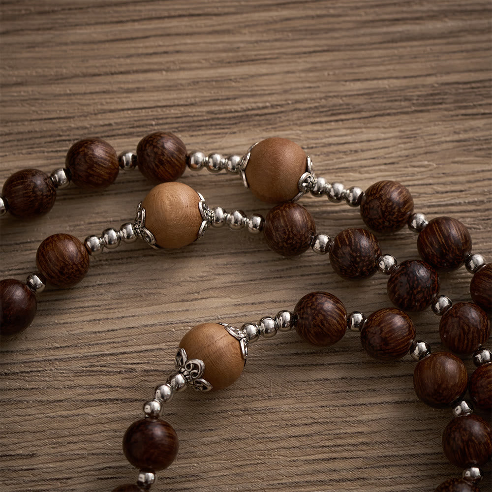 SolaceBeads Handmade Wood Rosary with Natural Dragon-Whiskers Wood Beads: Rustic Devotional Keepsake - image 6