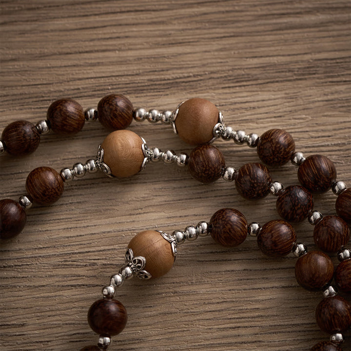 SolaceBeads Handmade Wood Rosary with Natural Dragon-Whiskers Wood Beads: Rustic Devotional Keepsake - image 6