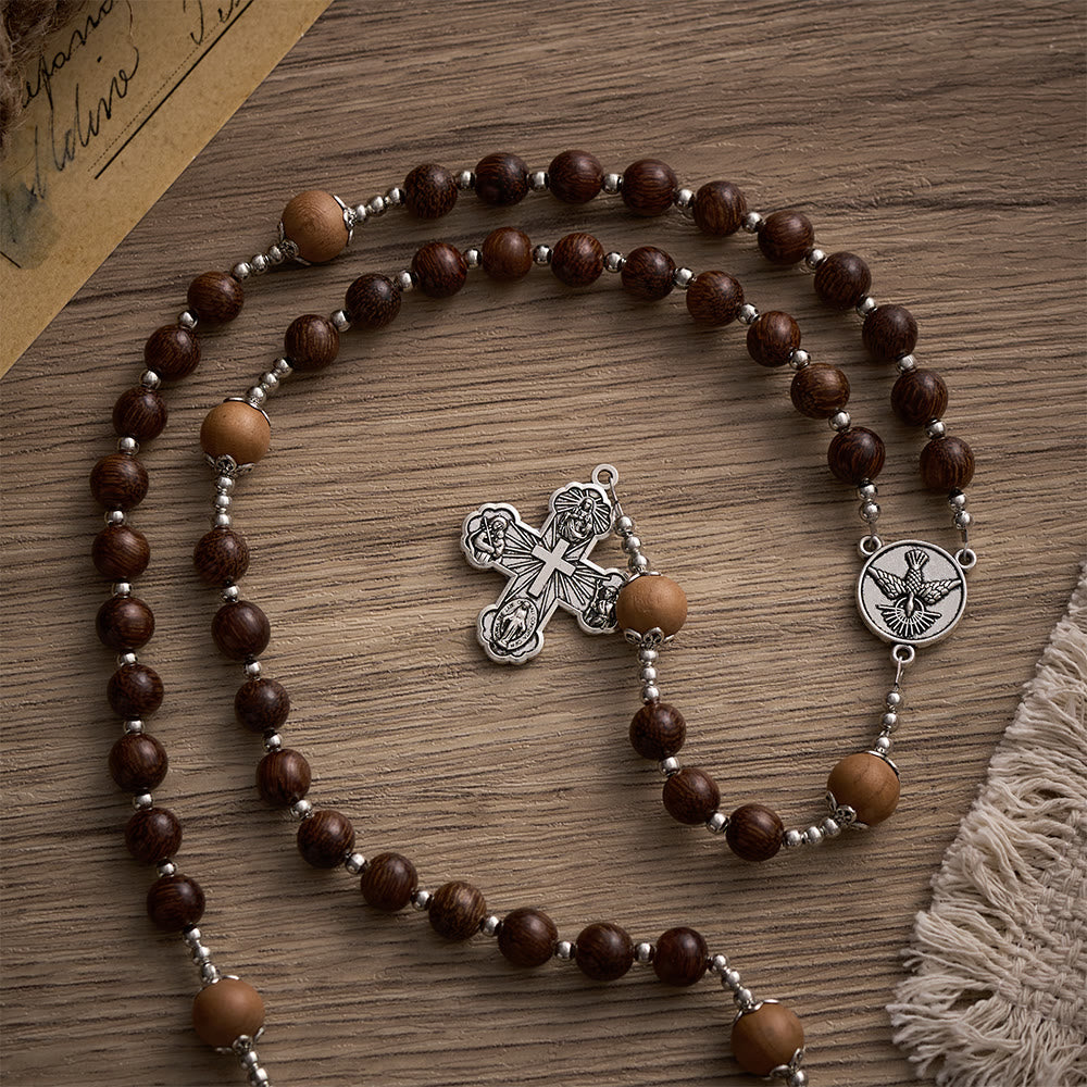 SolaceBeads Handmade Wood Rosary with Natural Dragon-Whiskers Wood Beads: Rustic Devotional Keepsake - image 5