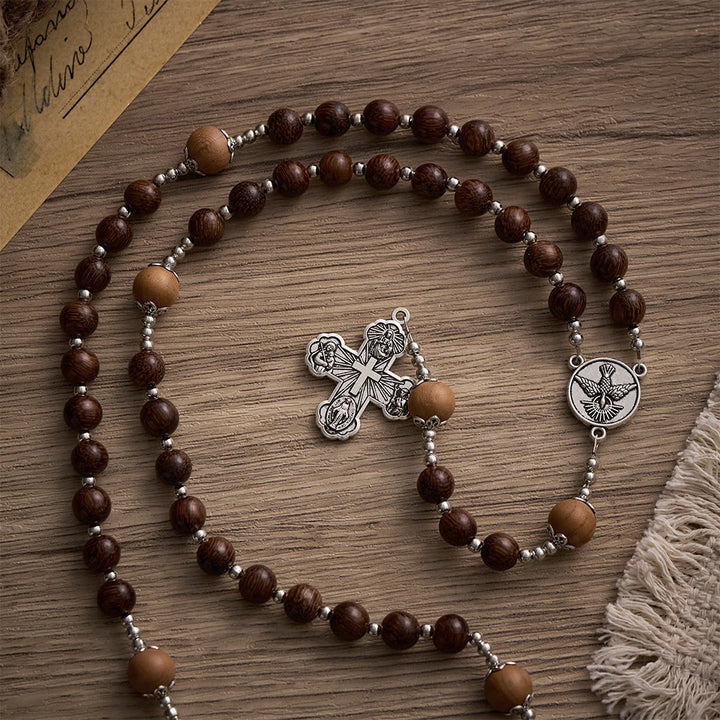 SolaceBeads Handmade Wood Rosary with Natural Dragon-Whiskers Wood Beads: Rustic Devotional Keepsake - image 5