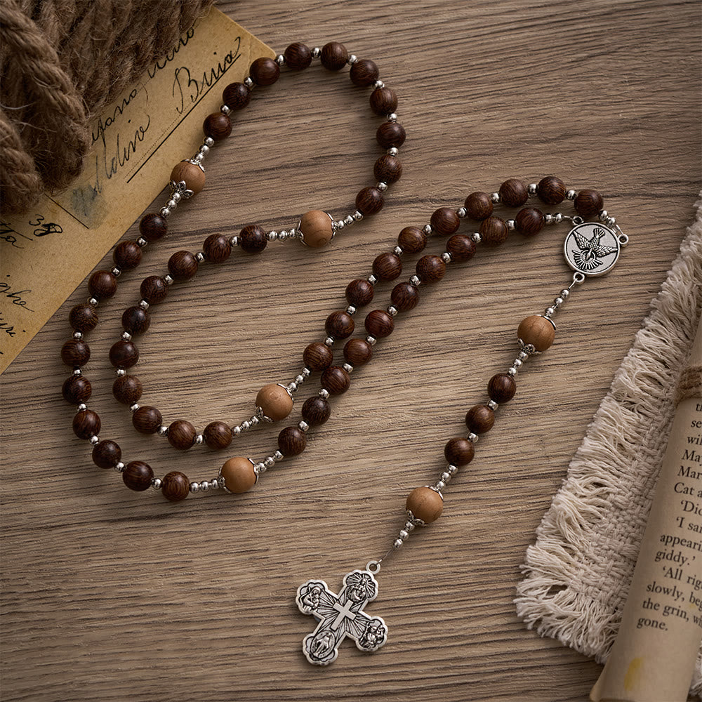 SolaceBeads Handmade Wood Rosary with Natural Dragon-Whiskers Wood Beads: Rustic Devotional Keepsake - image 4