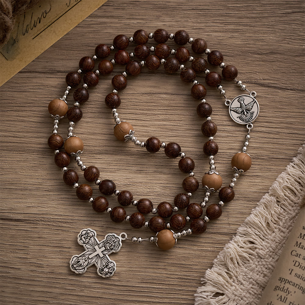 SolaceBeads Handmade Wood Rosary with Natural Dragon-Whiskers Wood Beads: Rustic Devotional Keepsake - Dragon Beard Wood - image 0