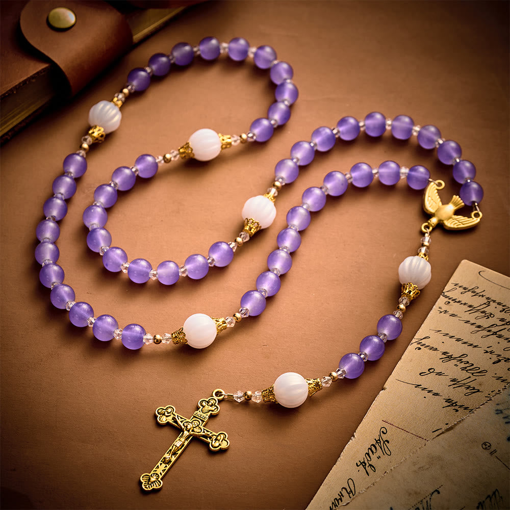 SolaceBeads Artistic Rosary, Purple Glass &amp; Lantern Beads: Elegant Spiritual Keepsake - image 4