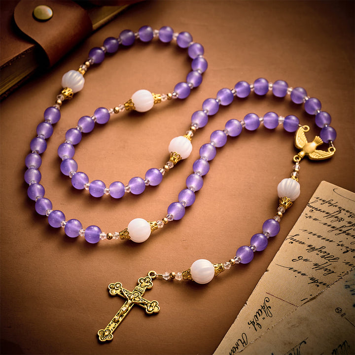 SolaceBeads Artistic Rosary, Purple Glass &amp; Lantern Beads: Elegant Spiritual Keepsake - image 4