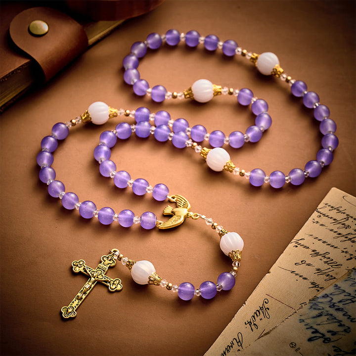 SolaceBeads Artistic Rosary, Purple Glass &amp; Lantern Beads: Elegant Spiritual Keepsake - image 3