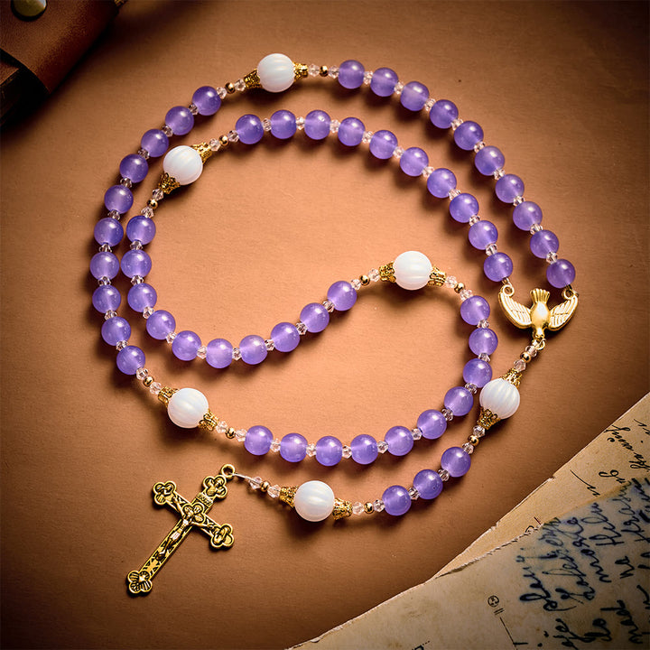 SolaceBeads Artistic Rosary, Purple Glass &amp; Lantern Beads: Elegant Spiritual Keepsake - Purple - image 0