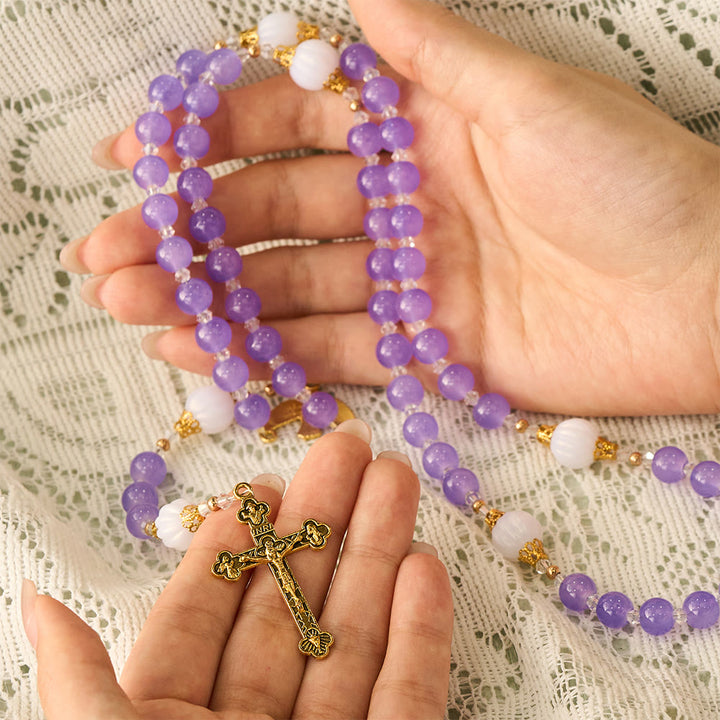 SolaceBeads Artistic Rosary, Purple Glass &amp; Lantern Beads: Elegant Spiritual Keepsake - image 2