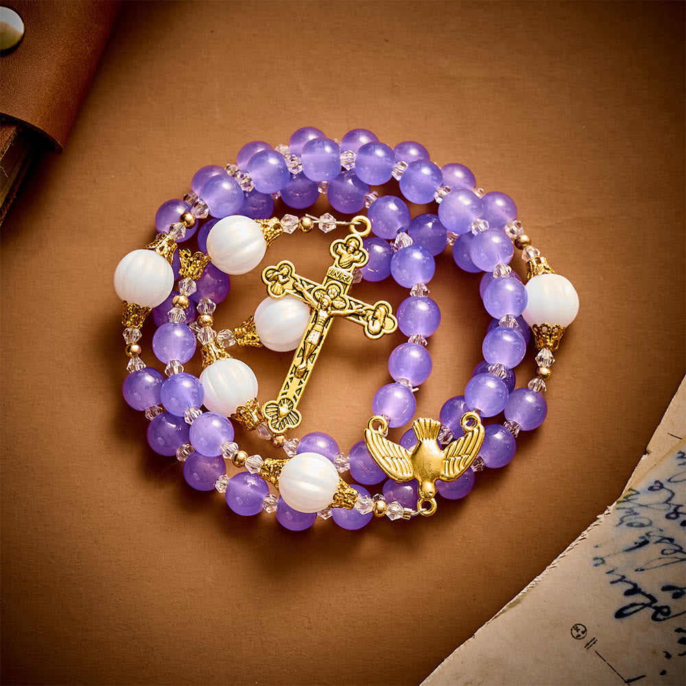 SolaceBeads Artistic Rosary, Purple Glass &amp; Lantern Beads: Elegant Spiritual Keepsake - image 10