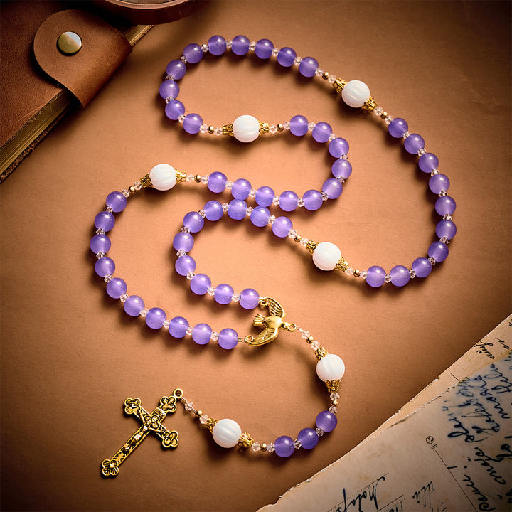 SolaceBeads Artistic Rosary, Purple Glass &amp; Lantern Beads: Elegant Spiritual Keepsake - image 11