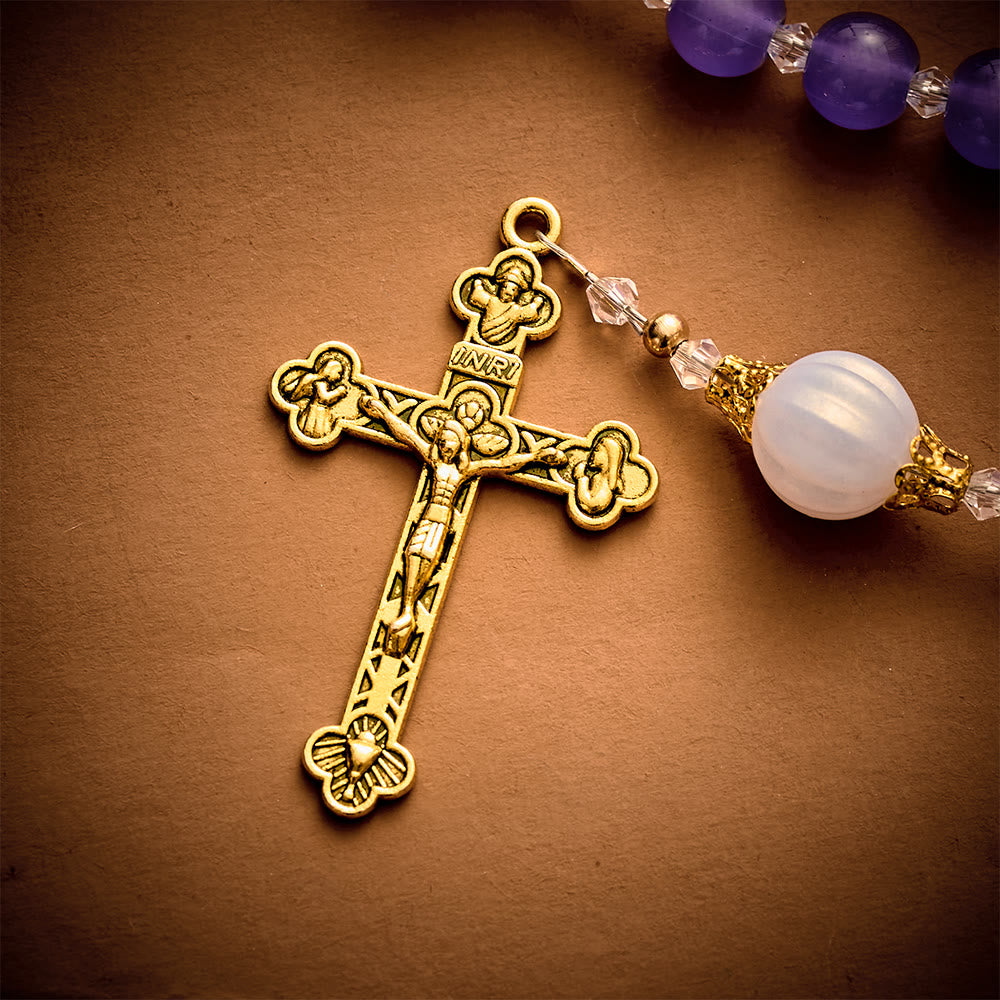 SolaceBeads Artistic Rosary, Purple Glass &amp; Lantern Beads: Elegant Spiritual Keepsake - image 9